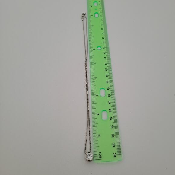 925 Sterling Silver Necklace Pendant - Bezel Single Zirconia Boxy Chain 17" - Picture 8 of 8